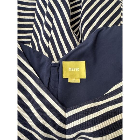 Maeve Anthropologie Chevron Mitered Stripe Knee Length Dress Size 10 - Picture 4 of 10